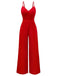 1970s Spaghetti Strap Textured Solid Jumpsuit