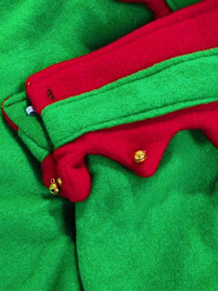 Green 1970s Christmas Elf Apron Costume Set