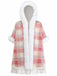Pink 1930s Plaid Flannelette Fringed Hem Hooded Coat