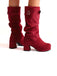 Suede Slouch Block Heel Mid Boots