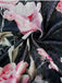 Black 1930s Floral Ruffled V-Neck Pajama Set