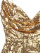 Gold 1970s Solid Sequined Mini Party Dress