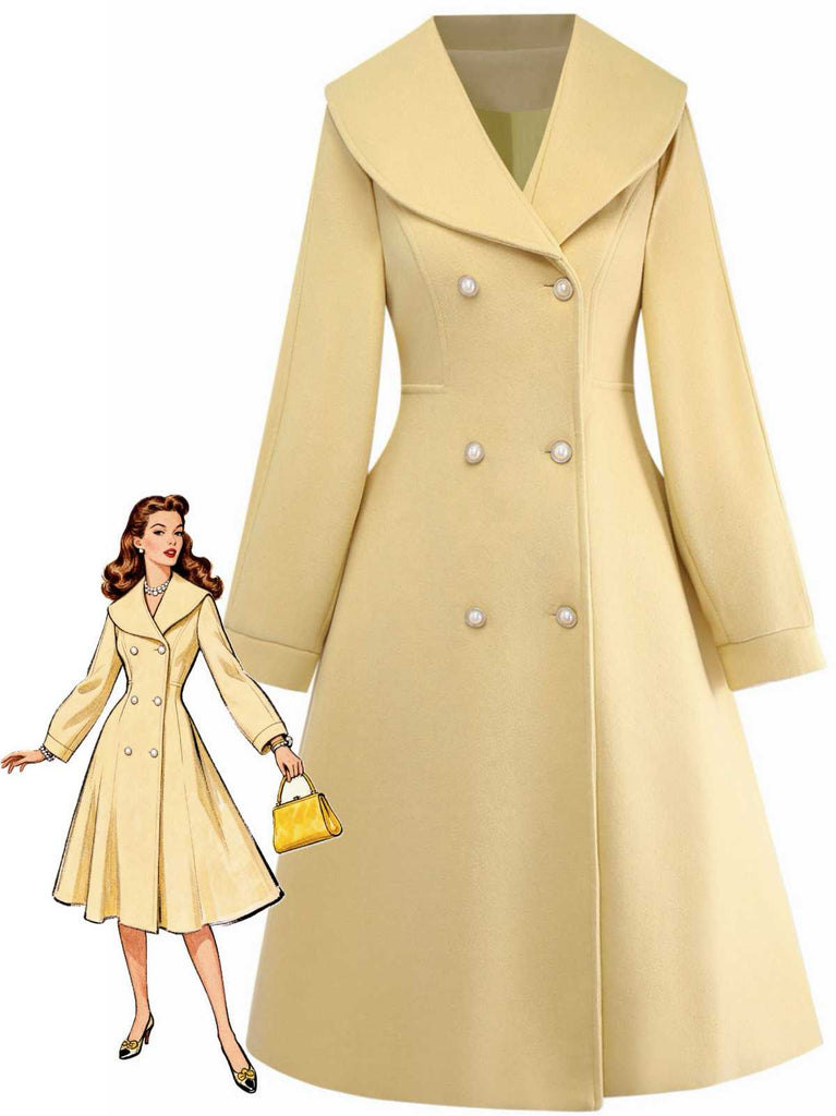 Yellow 1930s Lapel Double-Breasted Coat
