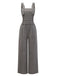 Gray 1940s Corduroy Wide-Leg Overall Jumpsuit