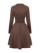 Brown 1970s Long Sleeve Round Neck Dress With Belt