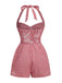 1950s Halter Gingham Plaids Bow Romper