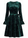 Green 1960s Velvet Rose Jacquard Dress