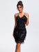 Black 1920s Spaghetti Straps Sequined Flapper Dress