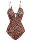 1930s Spaghetti Strap Ditsy Floral One-Piece Swimsuit