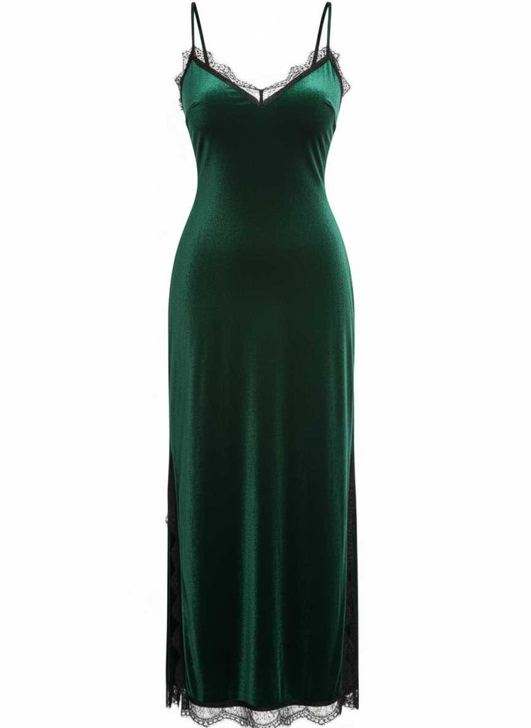 1960s Slip Velvet Lace Nightgown