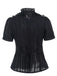 Black 1980s Gothic Pure Cotton Ruffled Blouse