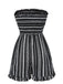 Black 1970s Boho Striped Strapless Romper