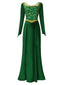 Green 1930s Shrek Medieval Style Embroidered Dress