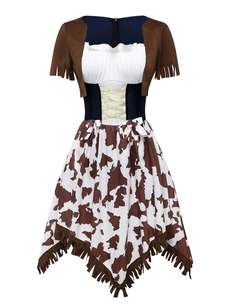 1940s Western Cowgirl Costume Dress With Whip