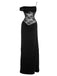 Front studio view of the maxi dress in black with a white lace-overlay bodice.