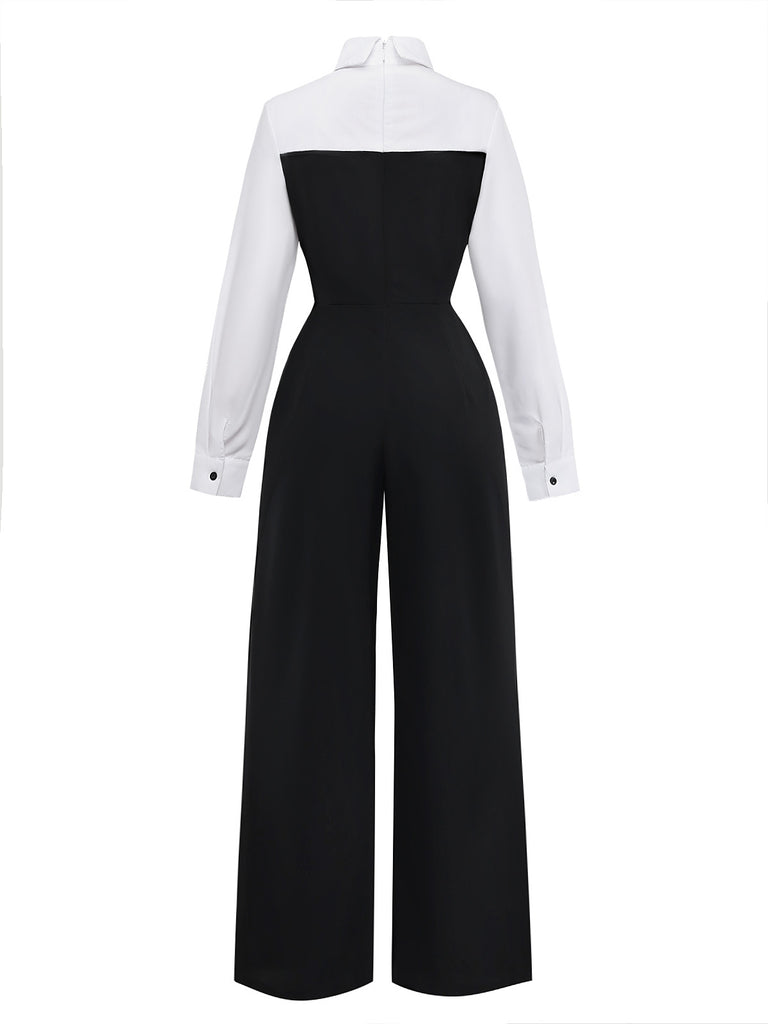 Black and white jumpsuit on a white background