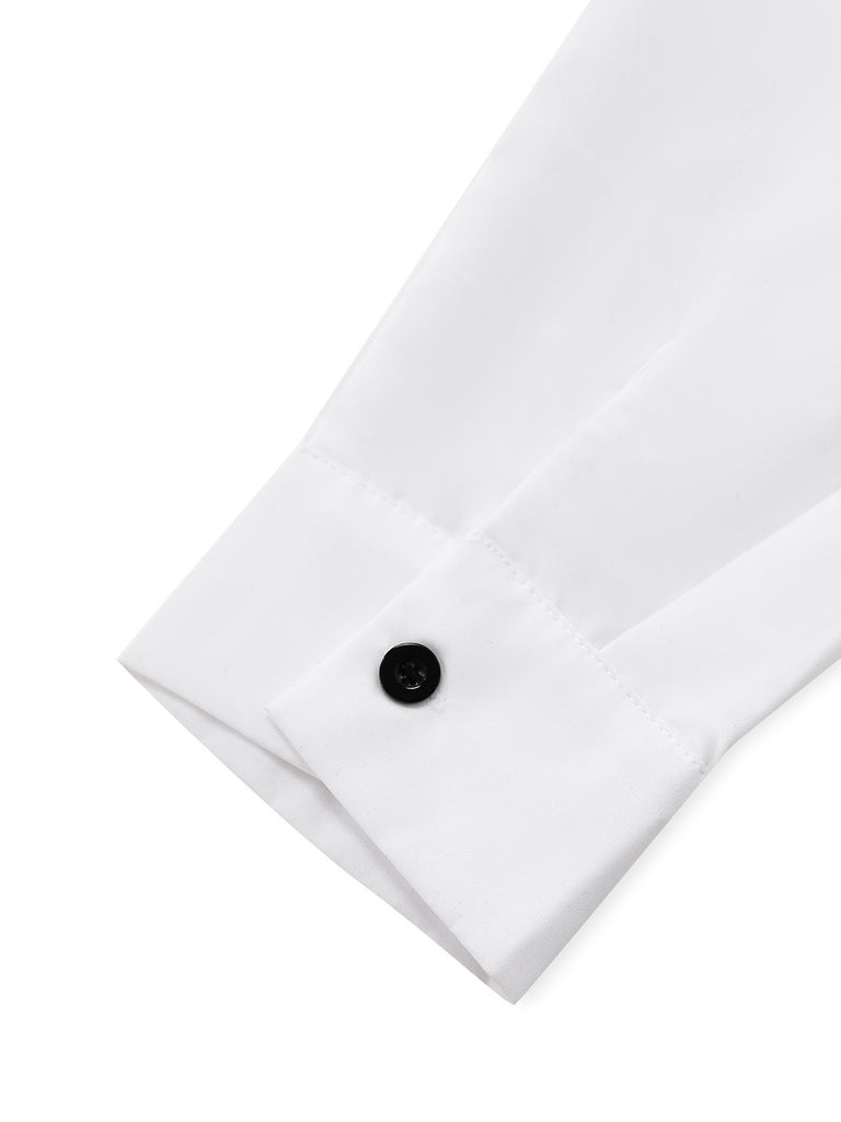 Close-up of a jumpsuit with a black button on a white background