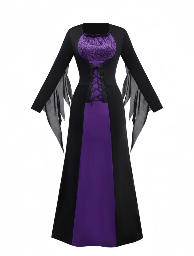 1970s Lace-Up Gothic Witch Costume Dress Set