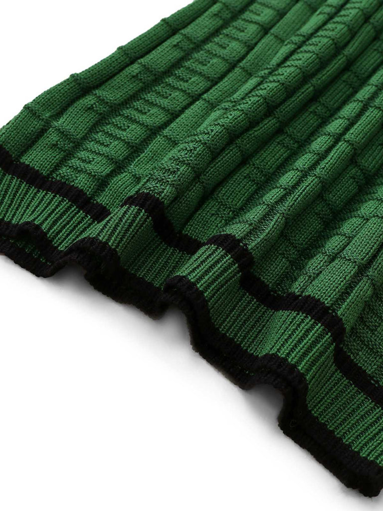 1960s Square Neck Pearl Button Knitted Dress