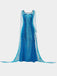 Blue 1970s Solid Sequined Elsa Cape & Dress