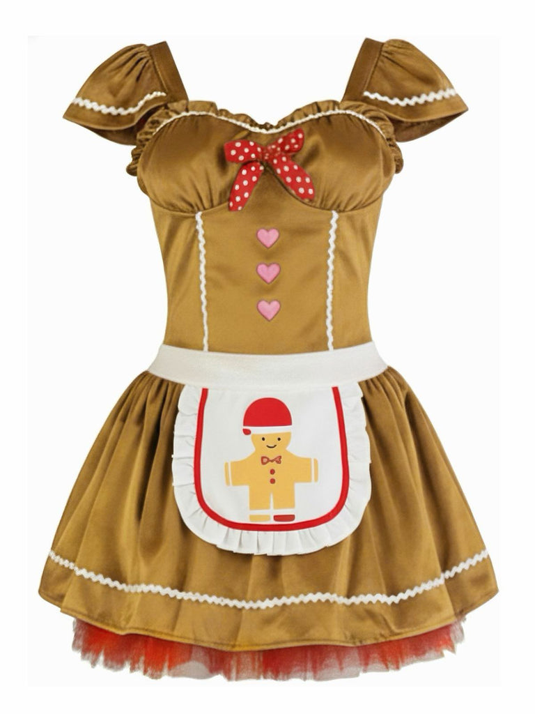 Khaki 1970s Gingerbread Velvet Mini Dress & Skirt