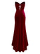 Burgundy 1980s Velvet Strapless Slit Dress