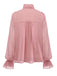 Pink 1980s Chiffon Ruffled High-Neck Blouse
