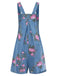 Blue 1960s Denim Floral Wide Strap Romper