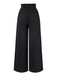 Black 1970s Solid Belted Wide-Leg Pants