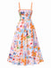 Multicolor 1970s Ocean Live Suspender Maxi Dress