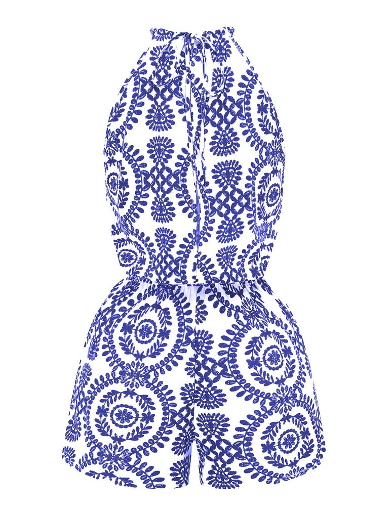1970s Boho Irregular Print Romper