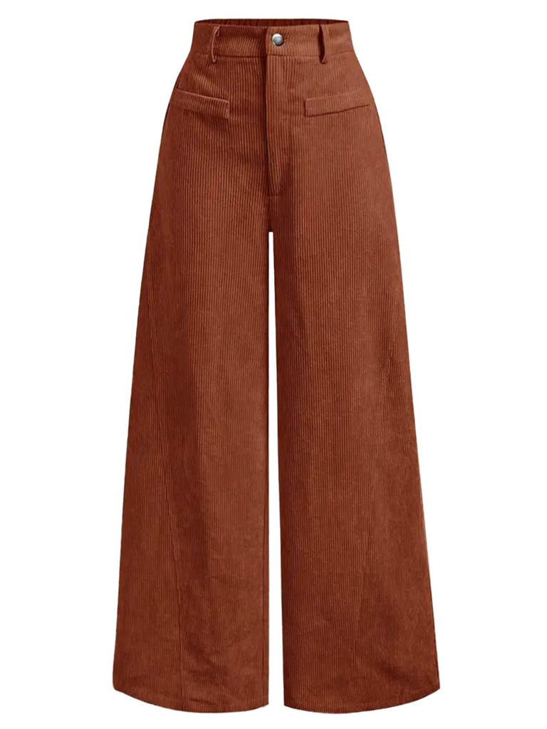 1960s Corduroy High Waist Wide-Leg Pants