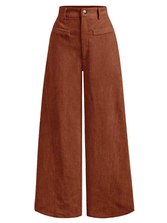 1960s Corduroy High Waist Wide-Leg Pants