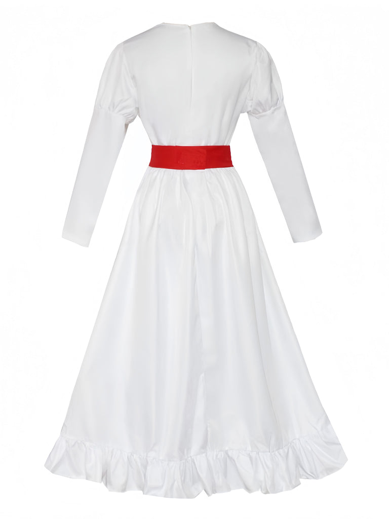 White 1940s Annabelle Doll Inspired Dress