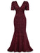 [Pre-Sale] Wine Red 1930s Sequin Bow Maxi Mermaid Dress