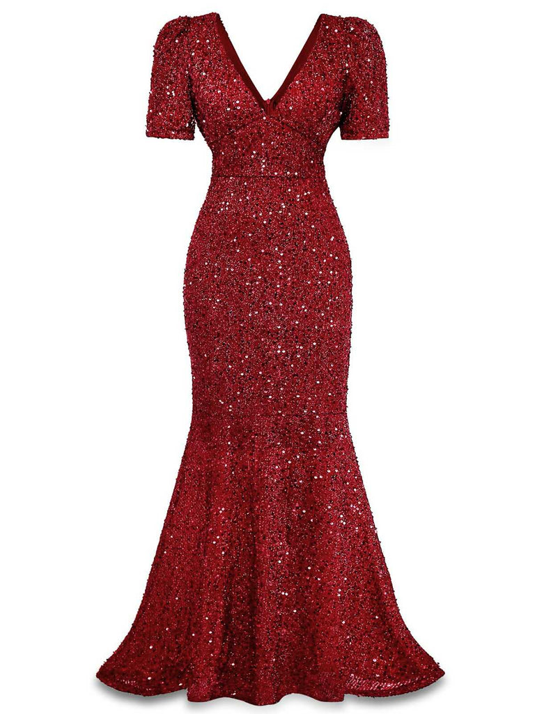 1930s Sequin Bow Maxi Mermaid Dress