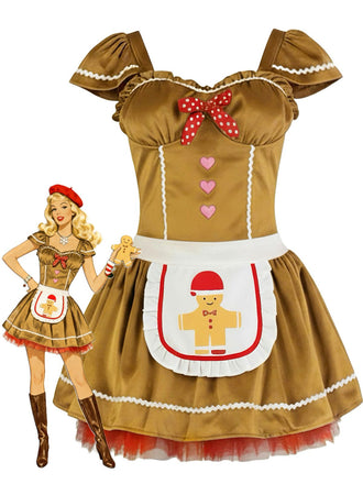 Khaki 1970s Gingerbread Velvet Mini Dress & Skirt