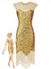 1920s Sequin Beads Fringed Evening Dress