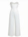 1970s Strapless Feather Solid Jumpsuit