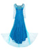 Blue 1970s Solid Sequined Elsa Cape & Dress