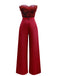1970s Strapless Feather Solid Jumpsuit