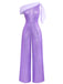 1930s One Shoulder Chiffon Sequined Jumpsuit