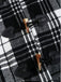 1940s Plaid Toggle Faux Fur Trim Hooded Coat