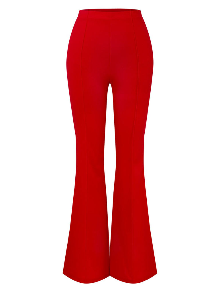 1970s High-Waisted Solid Flare Pants