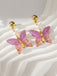 Retro Colorful Butterfly Pearl Earrings