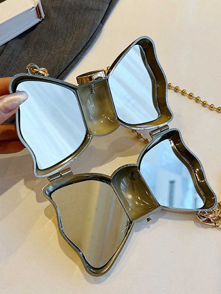 Metallic Bow Beaded Chain Bag