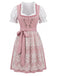 3PCS 1950s Square Neck Floral Dress & White Puff Top & Apron