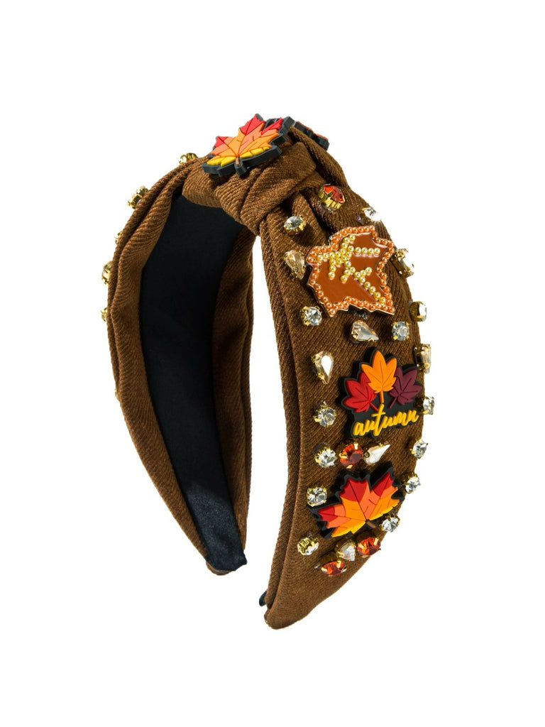 Thanksgiving Alloy Maple Leaf & Turkey Rhinestone Headband