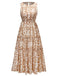 1970s Pure Cotton Round Neck Boho Midi Dress