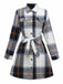 Multicolor 1960s Plaid Belted Shirt Dress